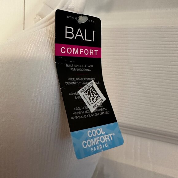 Bali Cool Comfort Fabric Wireless Bra 40D Women's Soft White Nylon Spandex - Picture 3 of 6